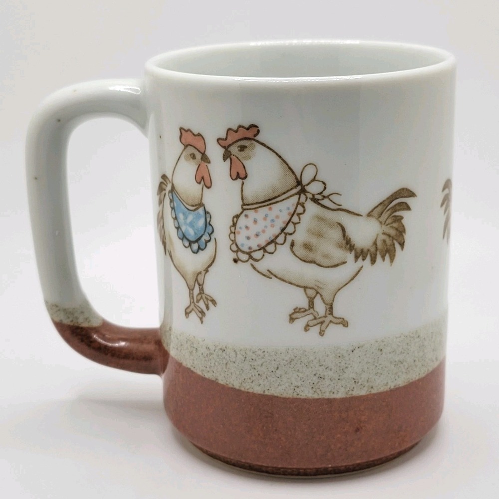 Hand Crafted OMC Japan Rooster Coffee Mug Farmhouse Country Stoneware Rustic - Picture 2 of 10